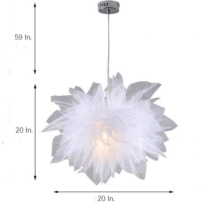 20'' Modern Fabric Flower Design Electroplated Metal LED Pendant Lights