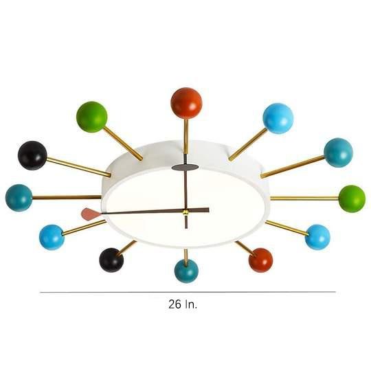 24 Inches Colorful LED Round Flush Mount Taavita Ball Clock Ceiling Light