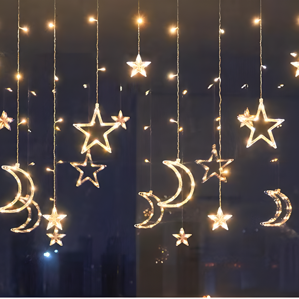 Cozy White Star Curtain Lights for Holiday Celebrations