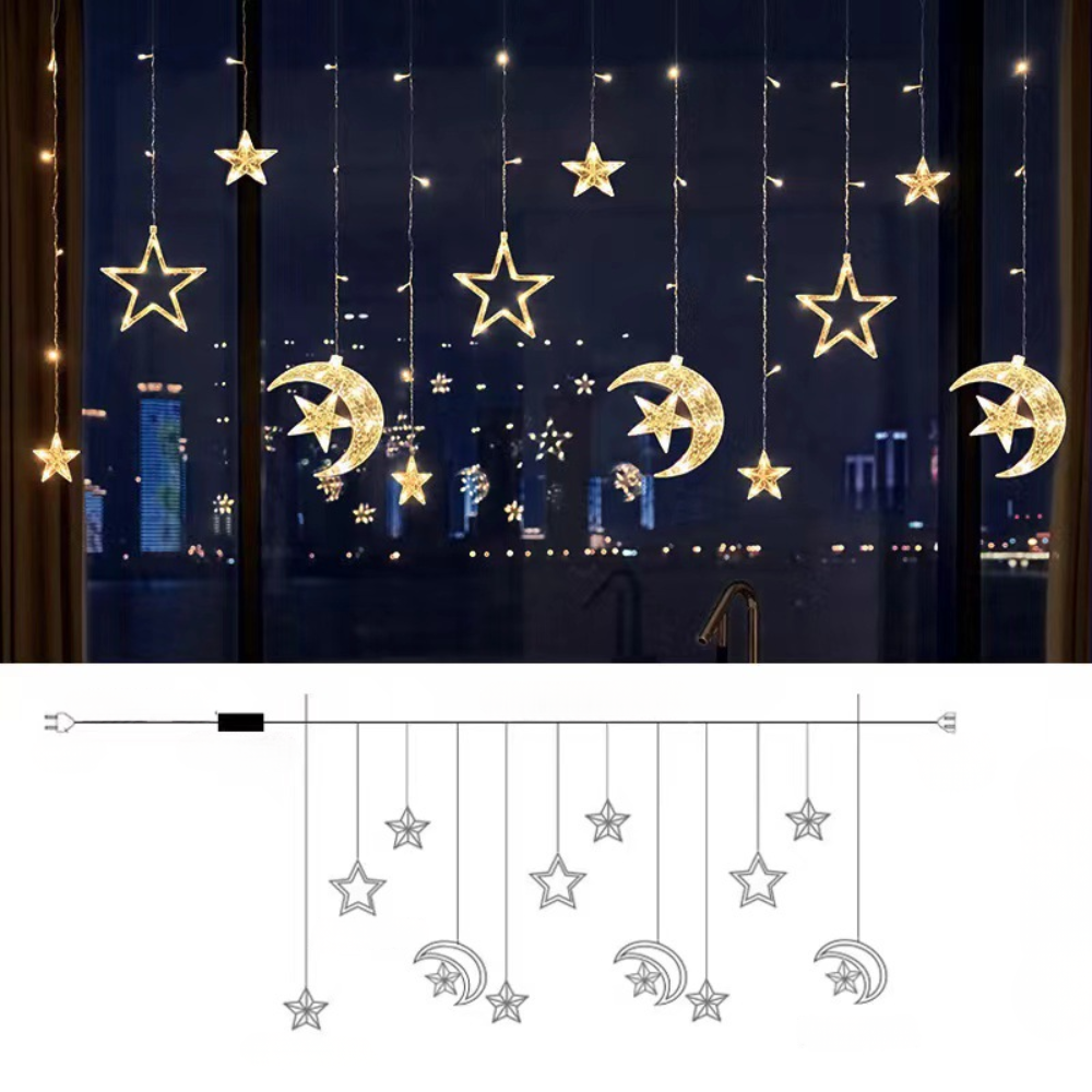 Cozy White Star Curtain Lights for Holiday Celebrations