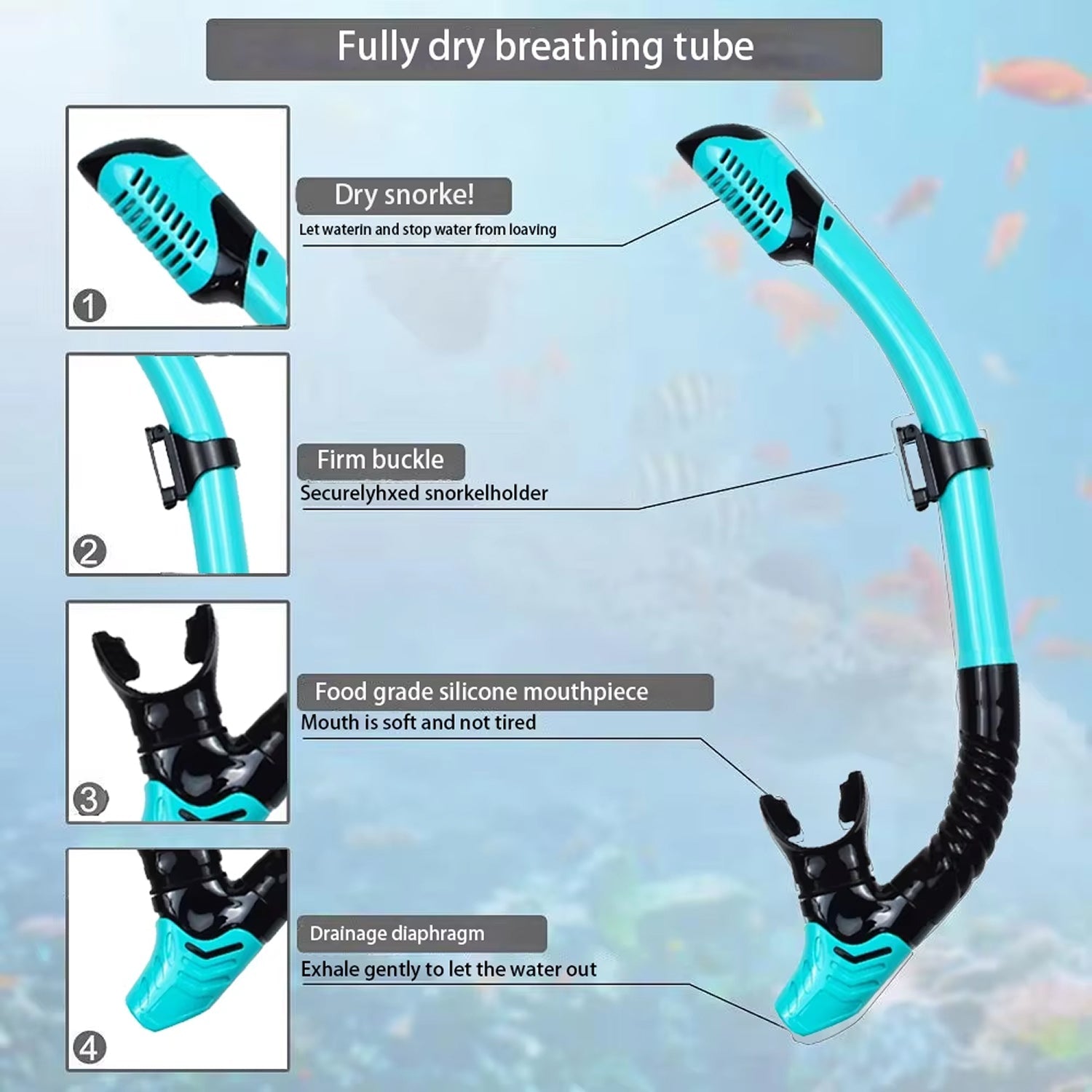 Panoramic Snorkeling Gear with Tempered Glass Mask, Adjustable Fins, Anti-Fog