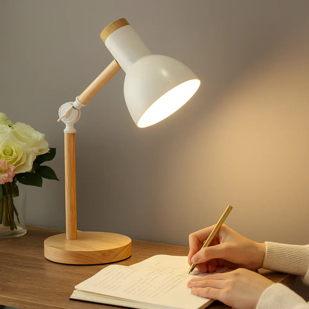 Elegant Adjustable Wooden Desk Lamp for Perfect Lighting