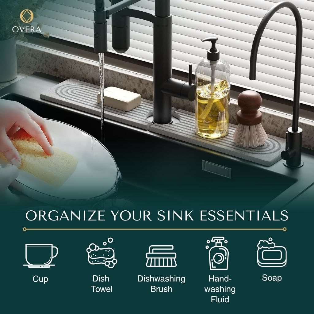 Stylish Diatomite Sink Mat - Highly Absorbent Kitchen Protector for Quick Spill Cleanup