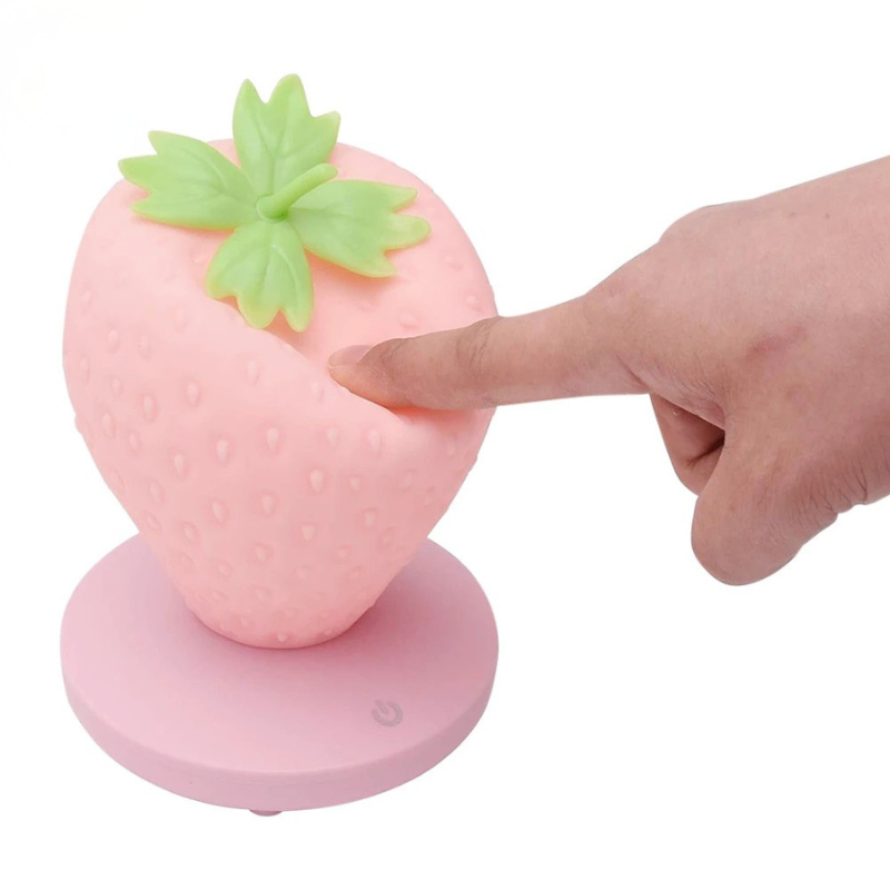Adjustable Brightness Touch-Lamp – Rechargeable LED Strawberry Design