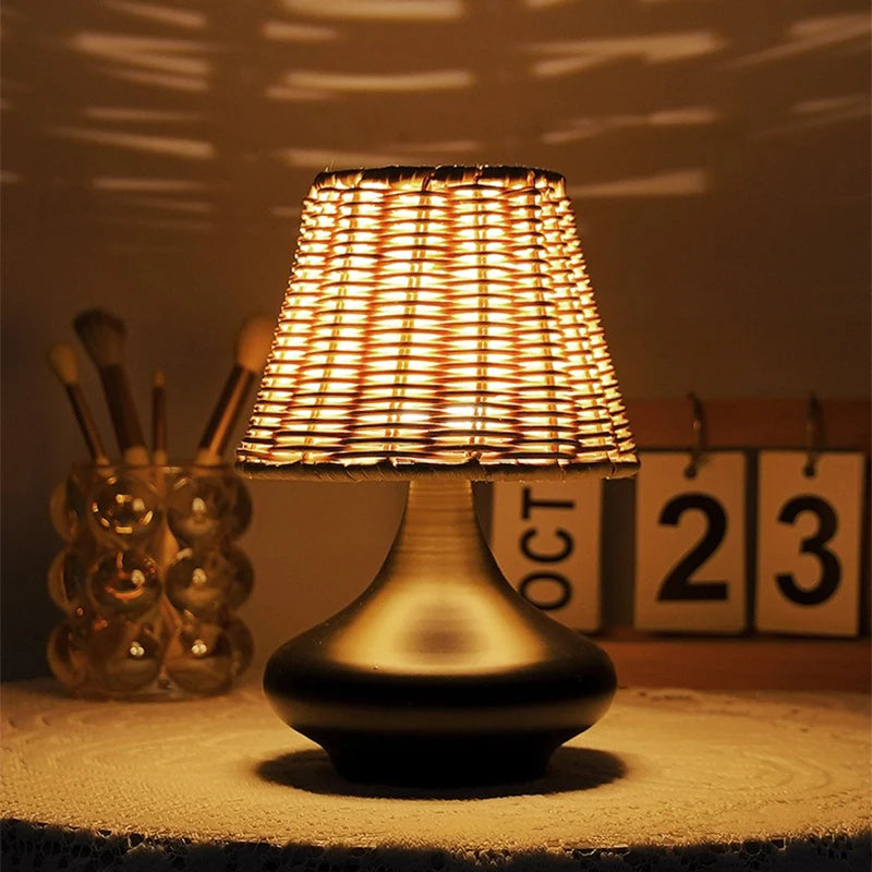 Adjustable USB LED Lamp with Elegant Bamboo Shade - Perfect for Any Space