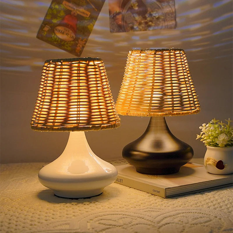 Adjustable USB LED Lamp with Elegant Bamboo Shade - Perfect for Any Space