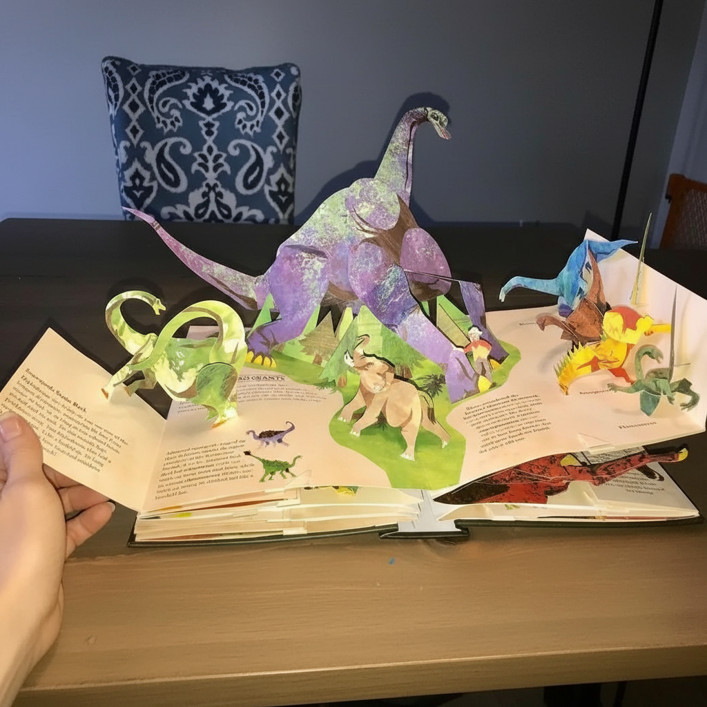 3D Pop-up Book on Dinosaurs with Durable Pages & Bright Illustrations for Children