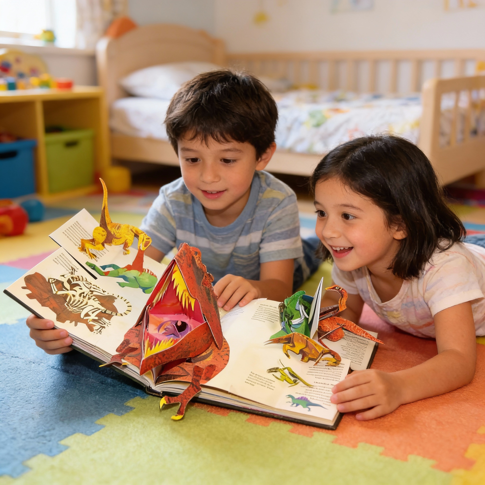 3D Pop-up Book on Dinosaurs with Durable Pages & Bright Illustrations for Children