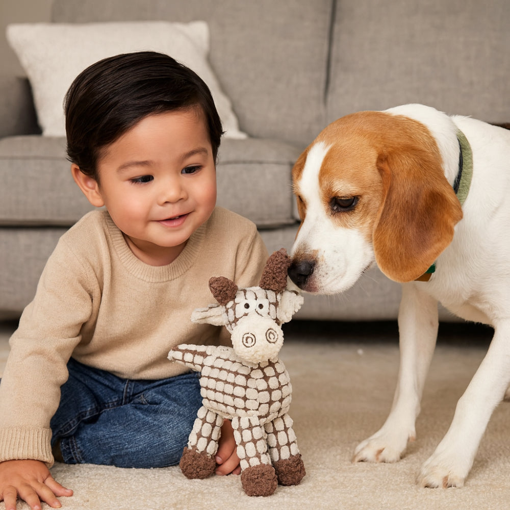Interactive Plush Animal Rope Dog Chew Toy with Squeaker