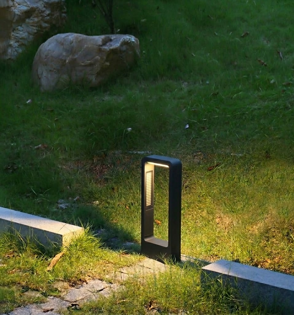 Sleek Waterproof LED Garden Path Light in Black Aluminum