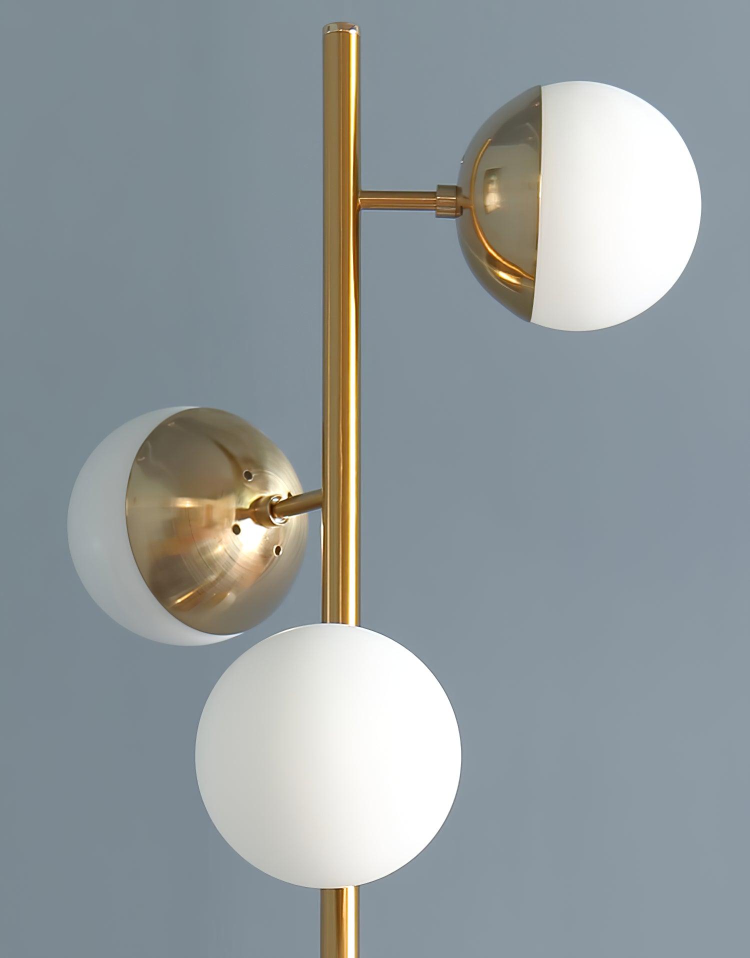 LuxeSphere LED Floor Lamp with Glass Accents on Gold Stand