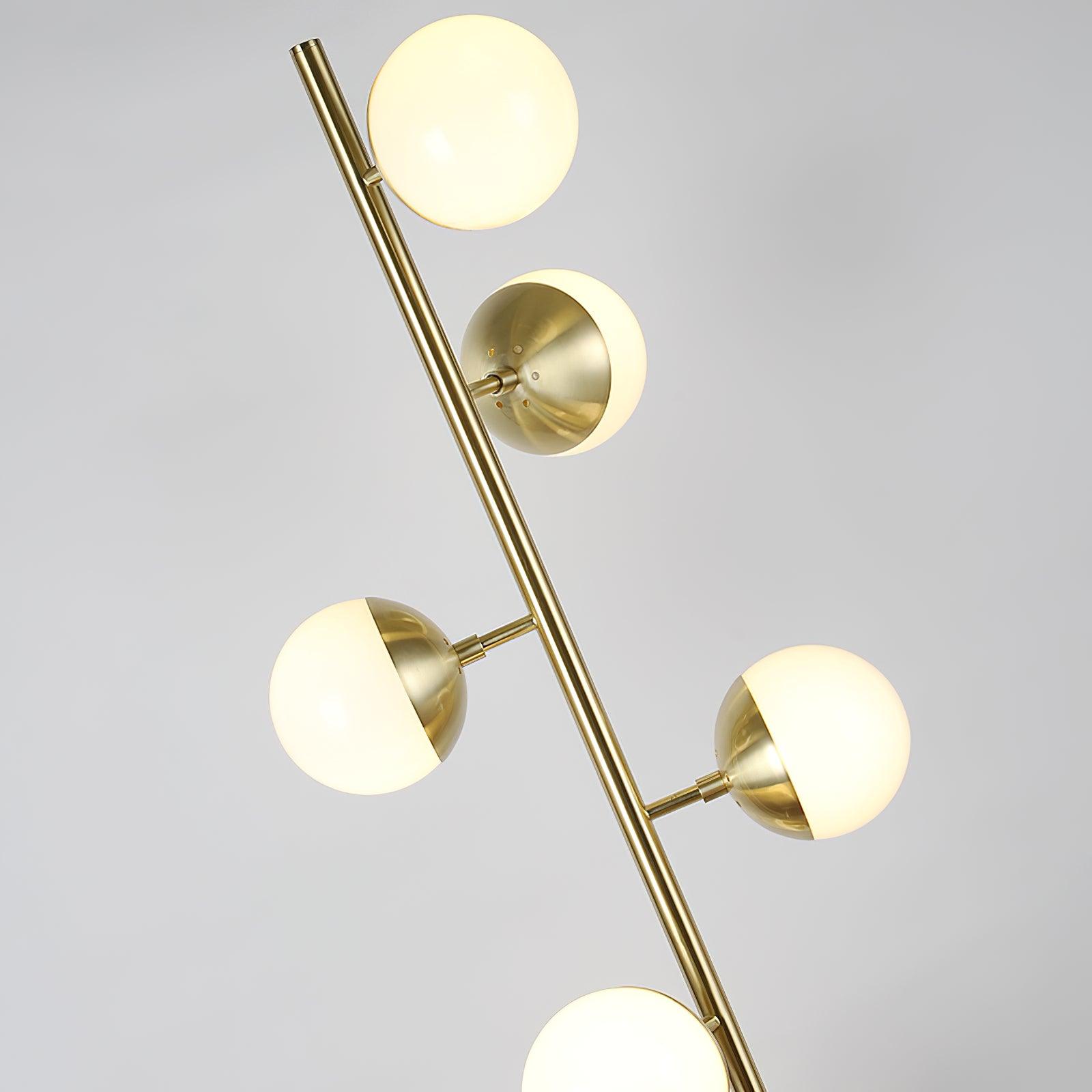 LuxeSphere LED Floor Lamp with Glass Accents on Gold Stand