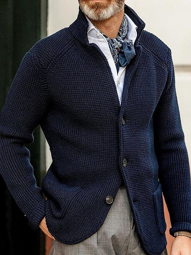 Men's Cardigan | Button-Front Knit with Patch Pockets | Soft Blend Fabric | Comfortable Fit