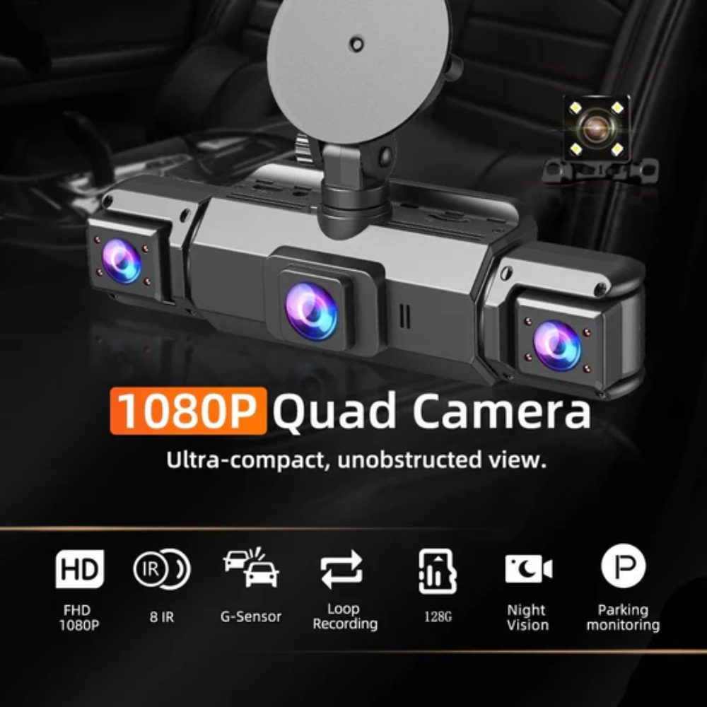 Dual Wireless Dash Camera with Night Vision and Front/Rear Recording