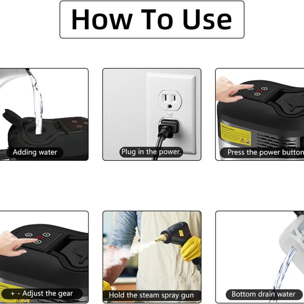 Portable 2500W High-Pressure Steam Cleaner with 4 Nozzles