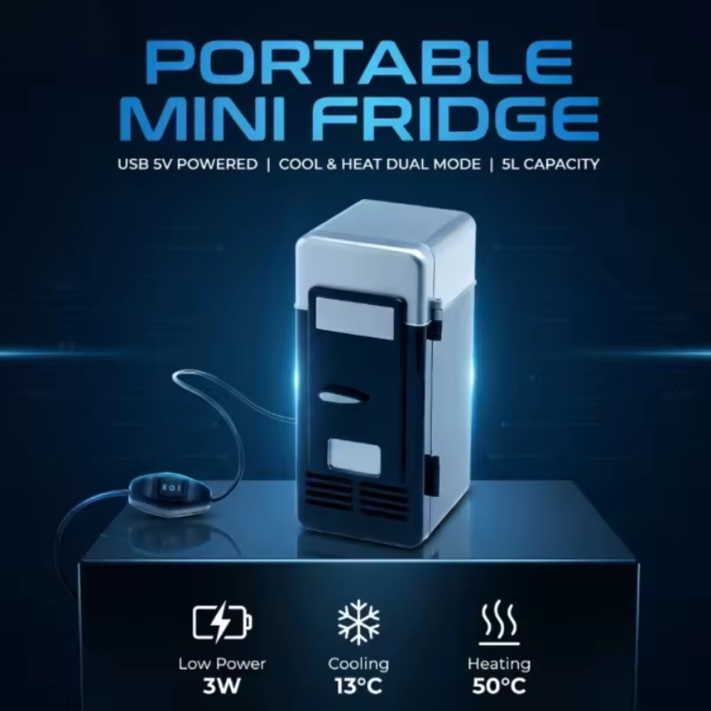 Compact Mini Refrigerator for Car, Home, and Office with Cooling Function