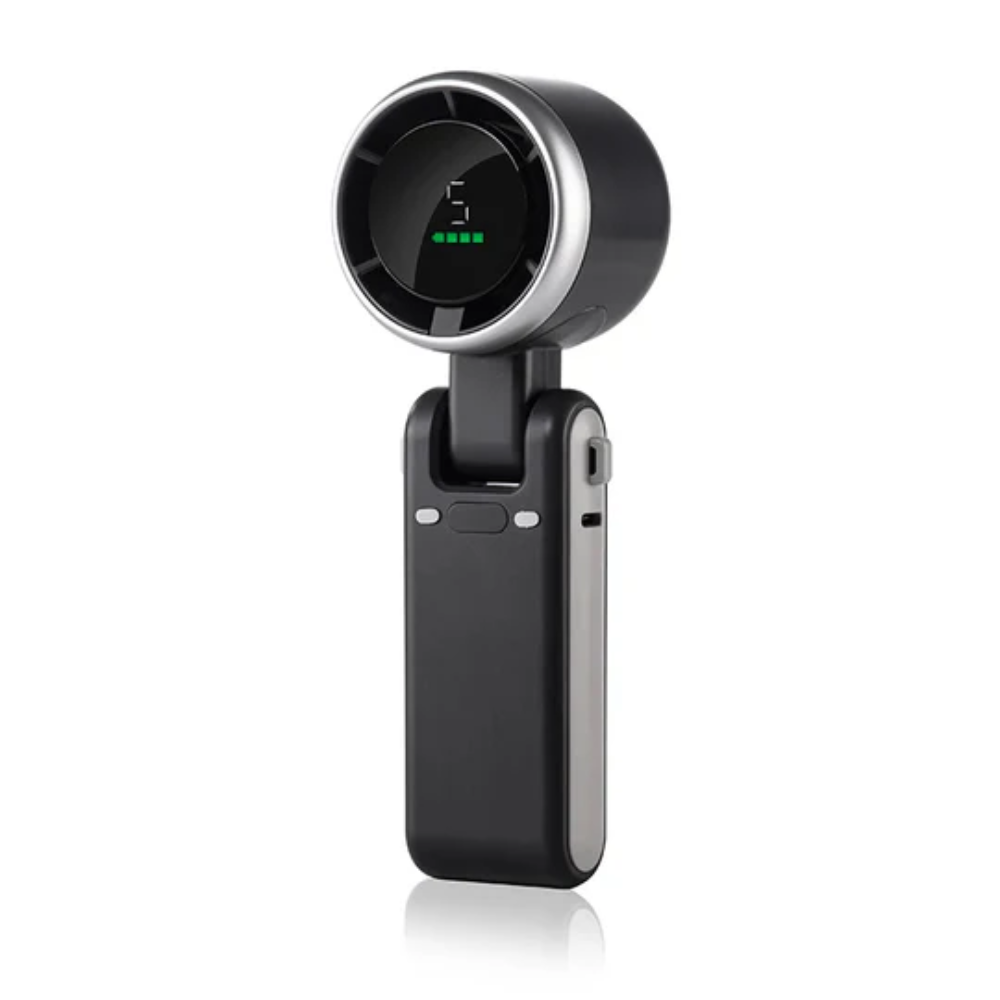 Handheld Turbo Fan with Digital Screen – Foldable and Portable