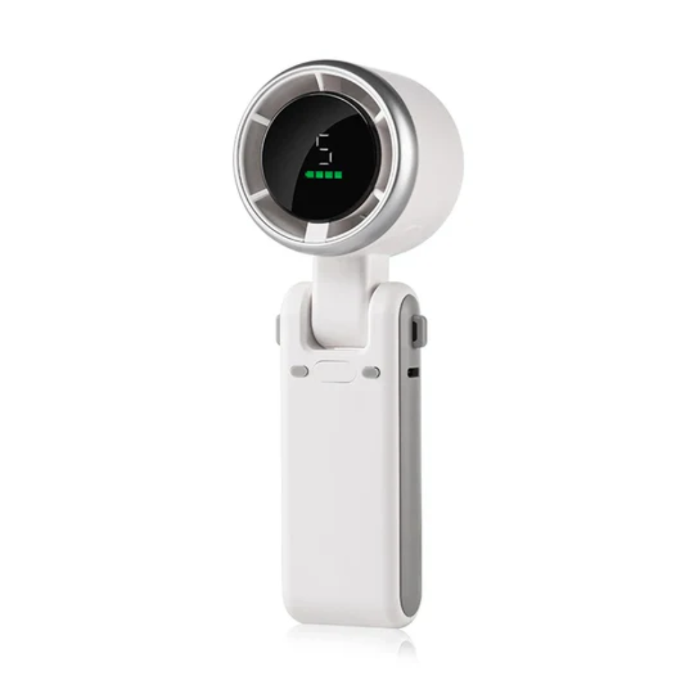 Handheld Turbo Fan with Digital Screen – Foldable and Portable