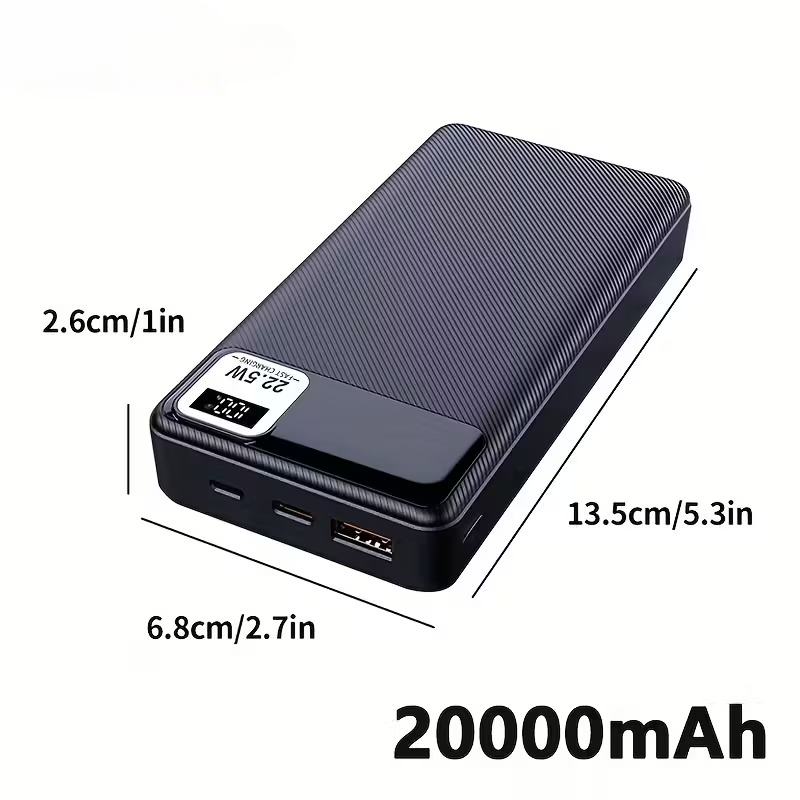 Compact Power Bank with LED Display - Multi-Interface Charging