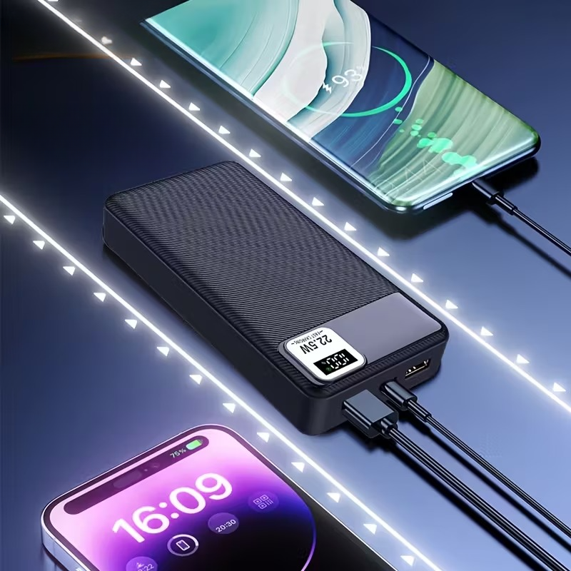 Compact Power Bank with LED Display - Multi-Interface Charging
