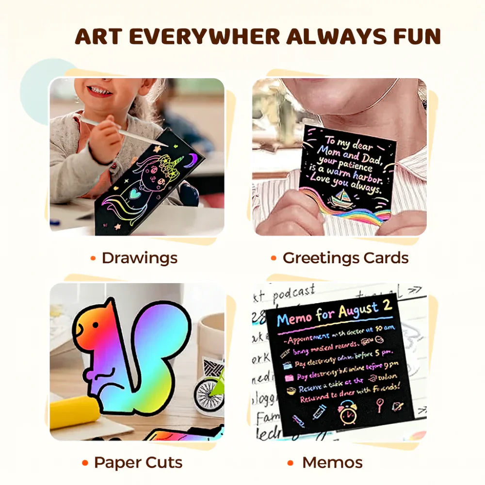 Vibrant Scratch-Off Art Paper Kit for Endless Creativity