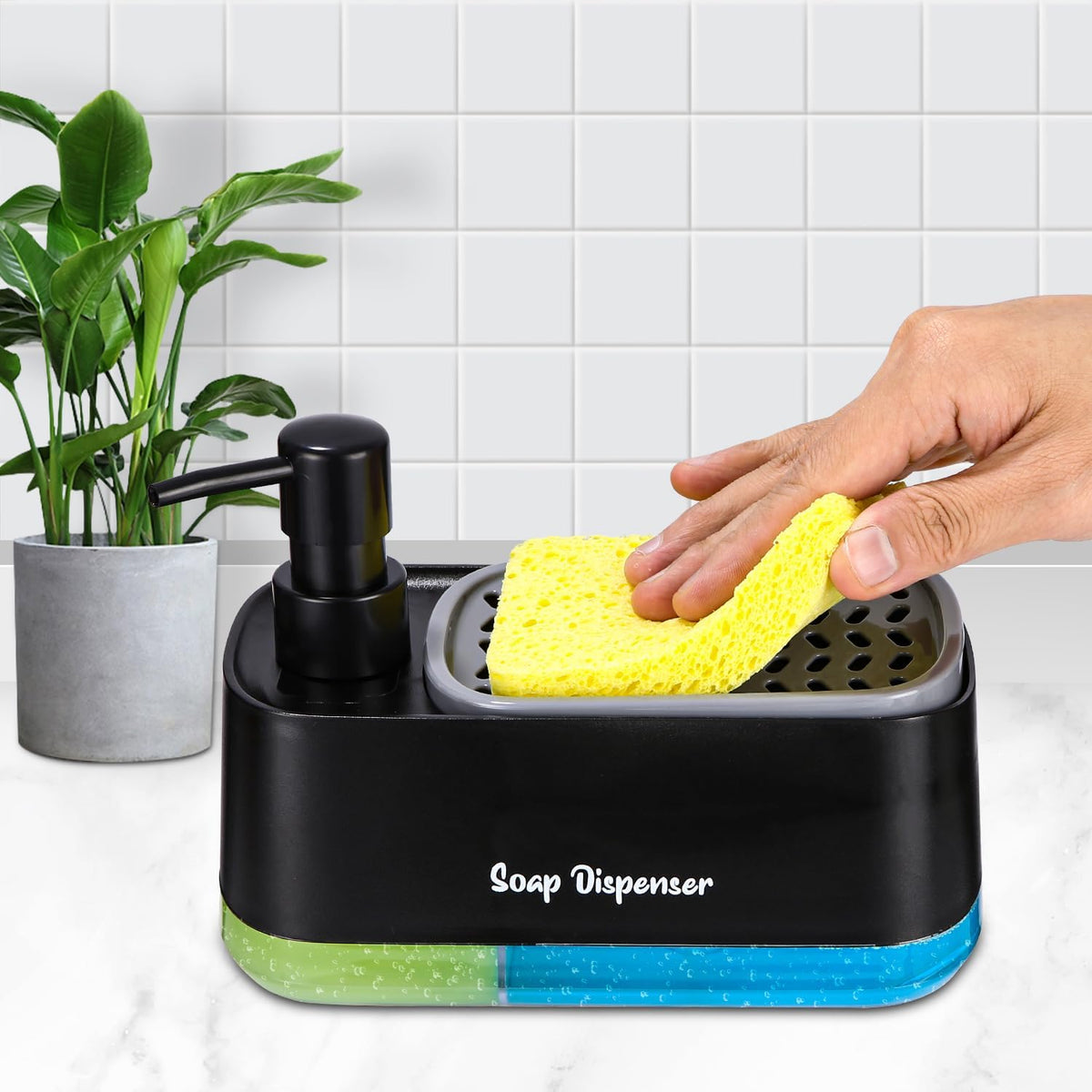 Space-Saving Dual Liquid Dispenser for Bath and Kitchen