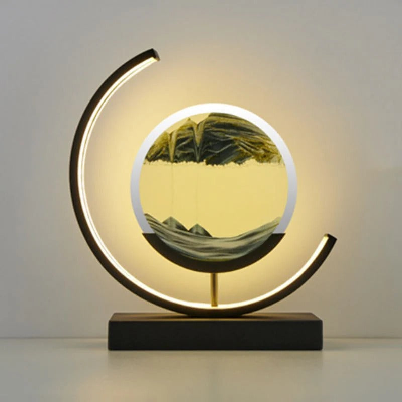 LED Hourglass Lamp with Dynamic Sand Art – Stylish Iron Home Decor