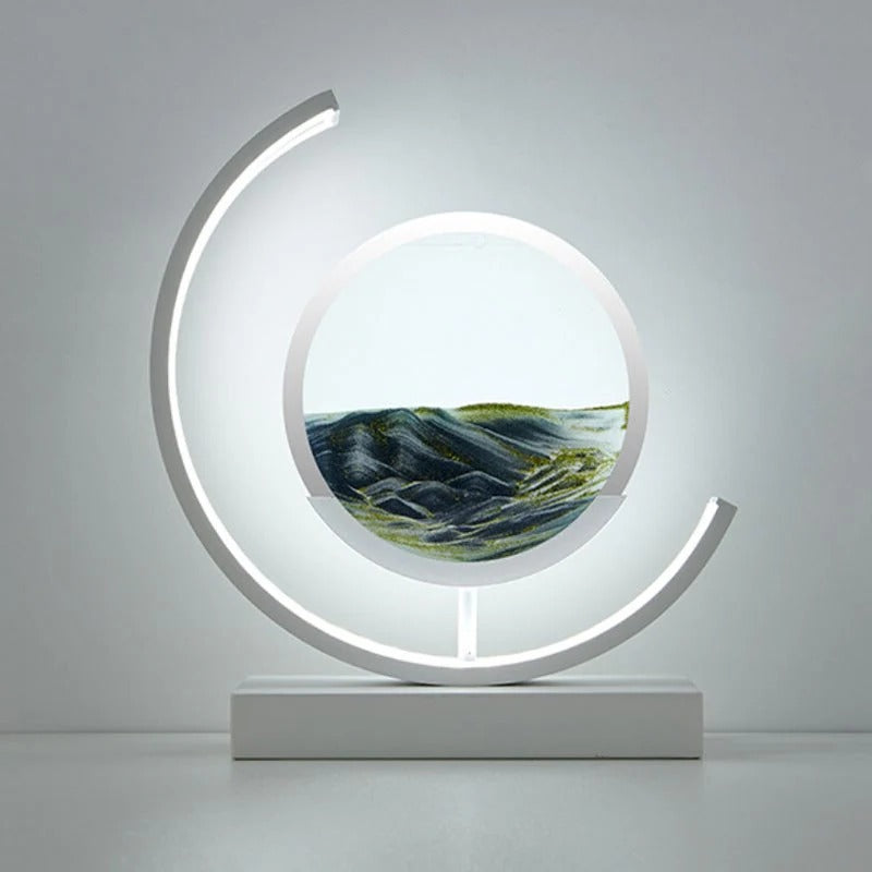 LED Hourglass Lamp with Dynamic Sand Art – Stylish Iron Home Decor