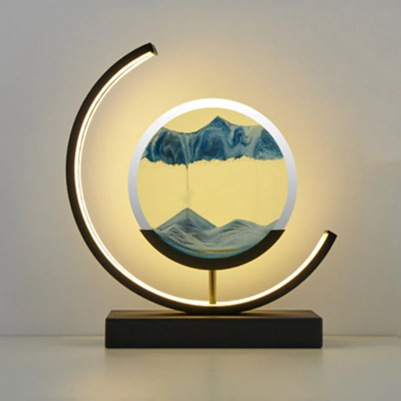 LED Hourglass Lamp with Dynamic Sand Art – Stylish Iron Home Decor