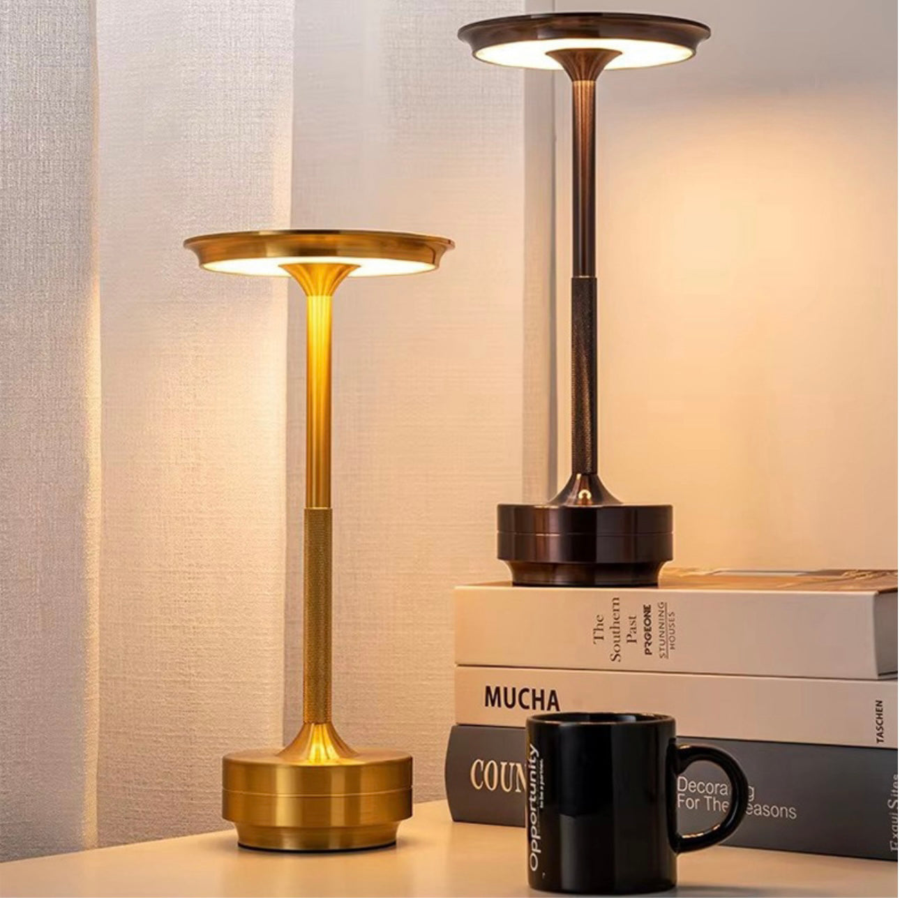 Touch Dimmer LED Table Lamp – Wireless, Aluminum, IP44 Rating
