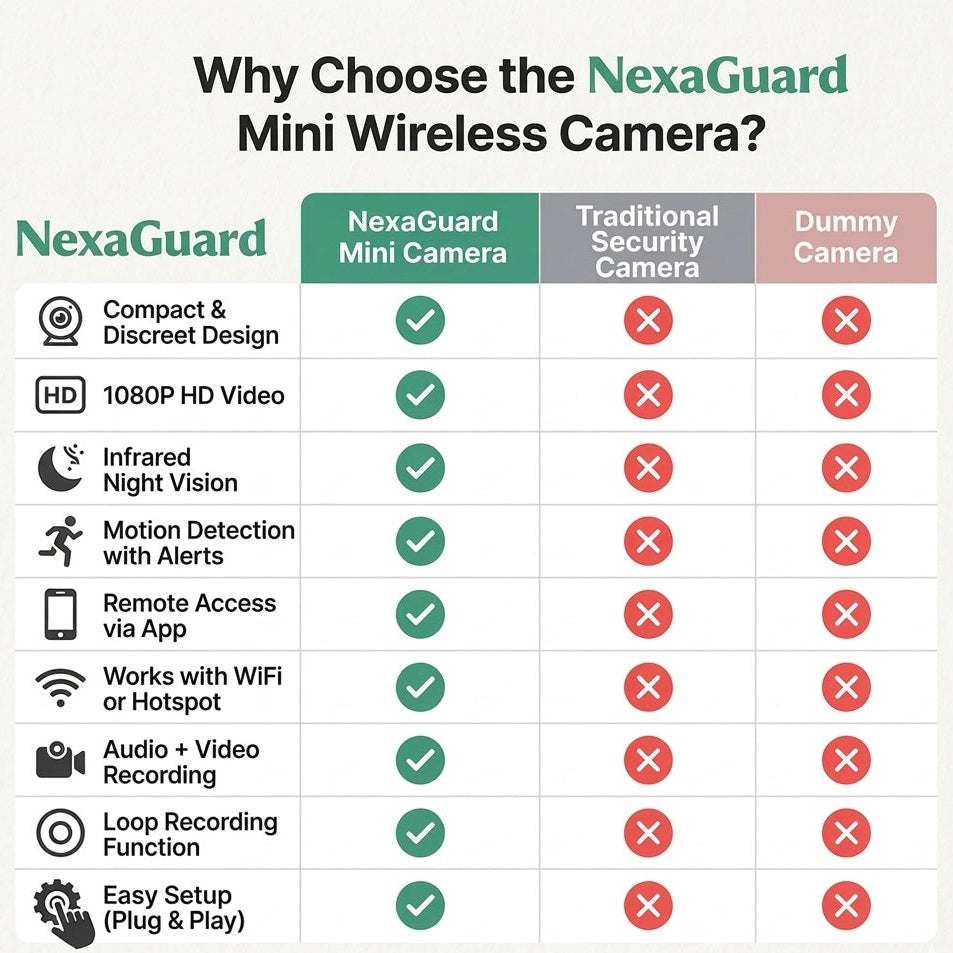 Smart Mini WiFi Camera with 1080P HD, 140° Wide Angle, Night Vision, and Motion Alerts