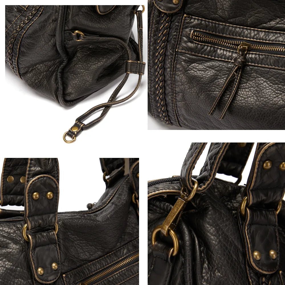 ChicFusion Stylish Black Faux Leather Handbag for Daily Use