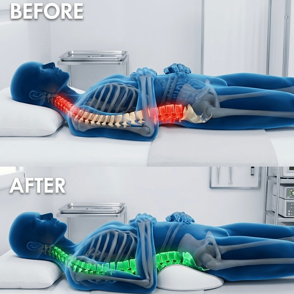 Contour Support Pillow for Back and Side Sleepers - Memory Foam Relief for Sciatica and Lumbar