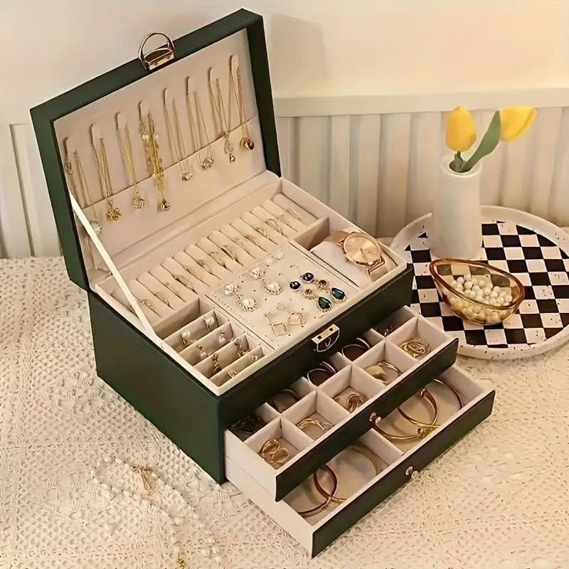 Sophisticated Leather Jewelry Organizer for Travel and Home