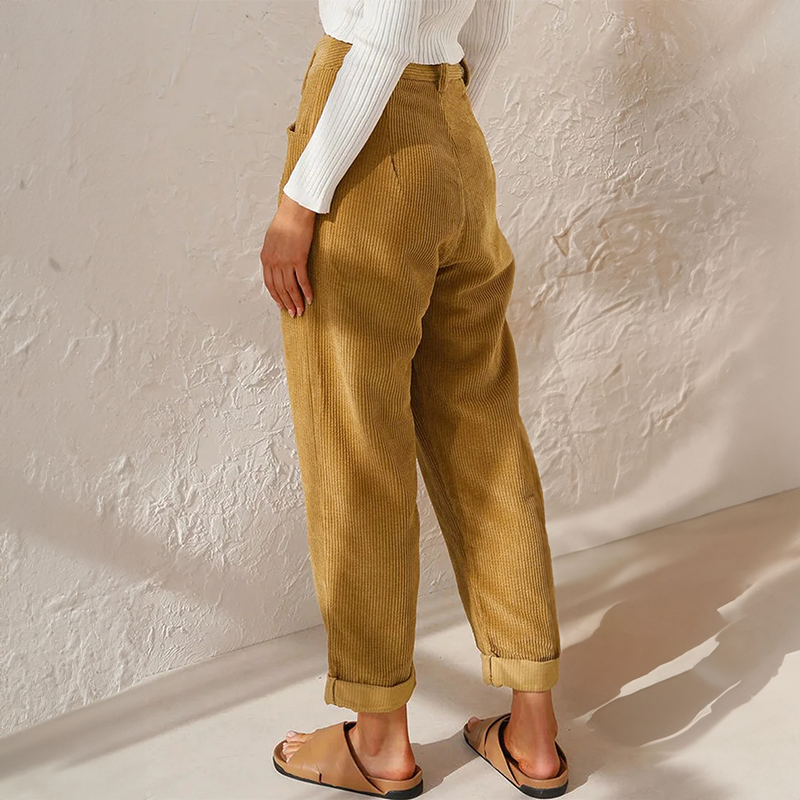 Women’s Corduroy Pants | Relaxed Fit & Rolled Hem | Soft Corduroy Fabric | Comfortable Everyday Wear