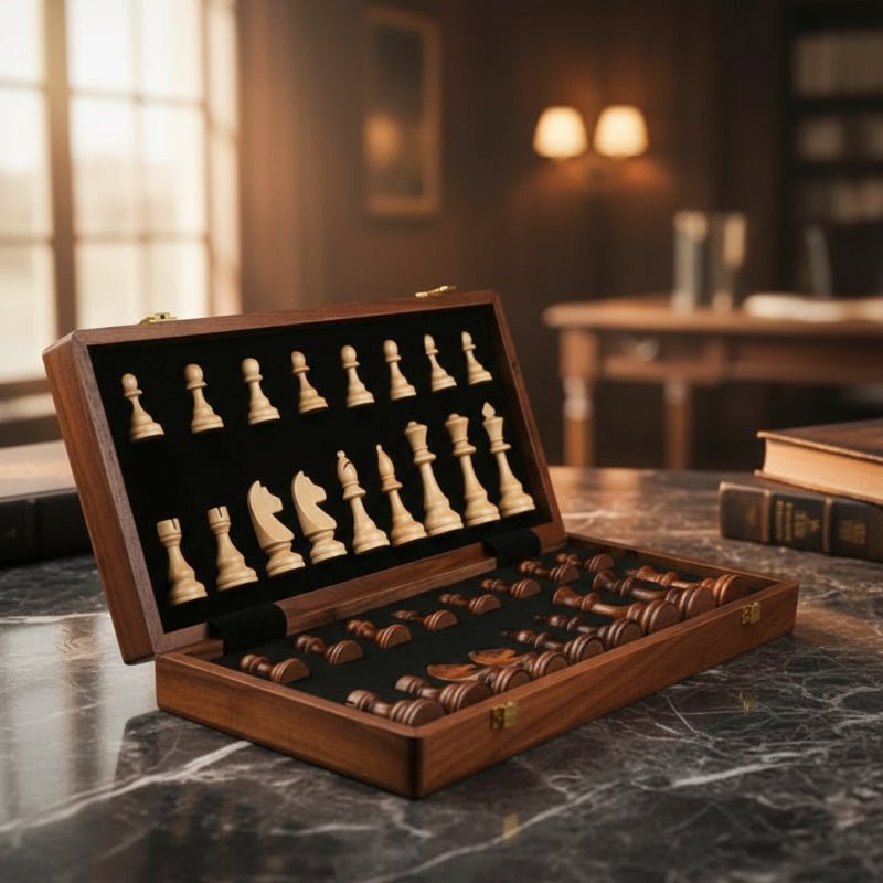 ClassicCraft Wooden Chess Set with Elegant Foldable Design