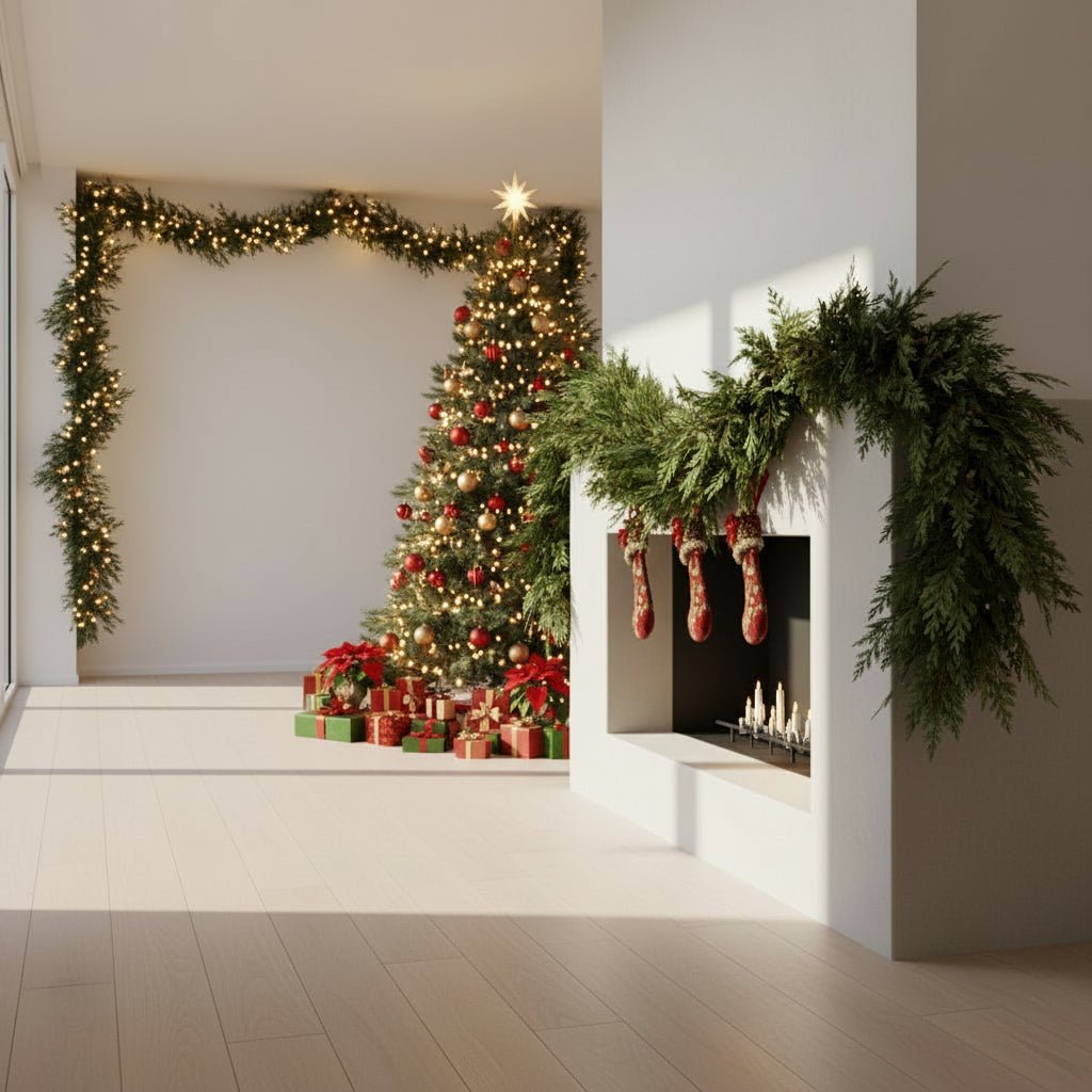 Evergreen Elegance: Artisan Christmas Garland with Cedar Touch