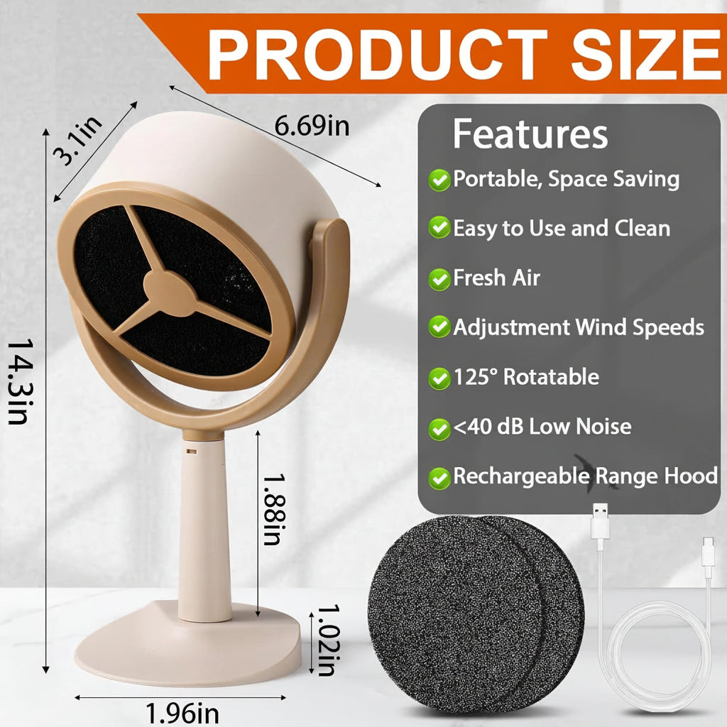 Compact Kitchen Air Purifier with Rechargeable Power