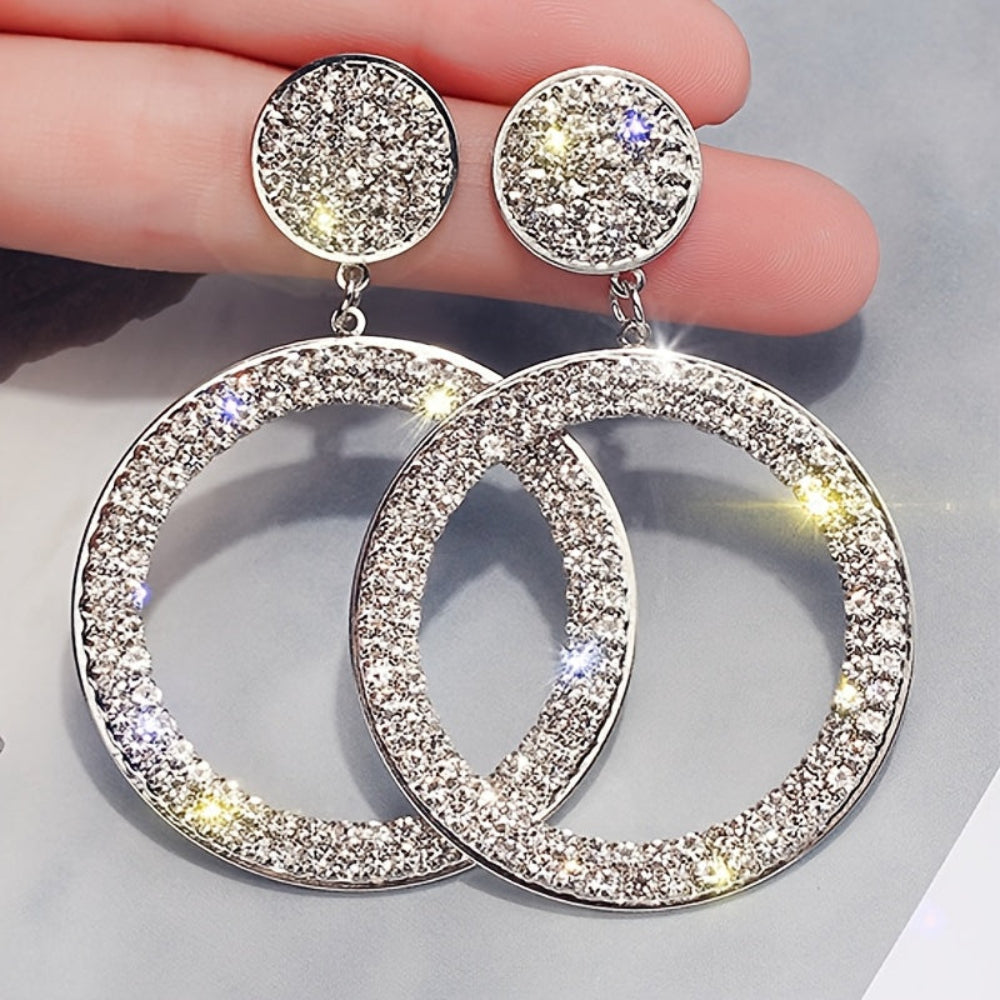 Stunning Gold Hoop Earrings with Rhinestone Accents