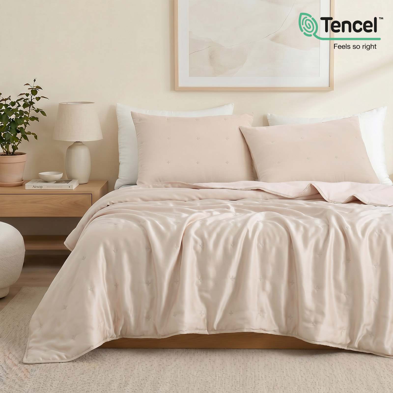 Sustainable Bedding Set | Cooling Tencel Comforter with Moisture Control | Lightweight for Warm Sleepers