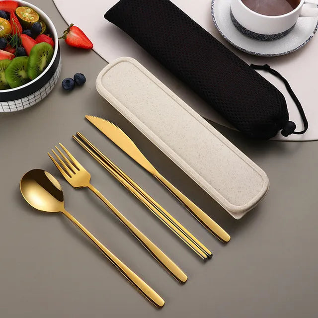 Portable Stainless Steel Cutlery Set – Eco-Friendly Silverware for Daily Use