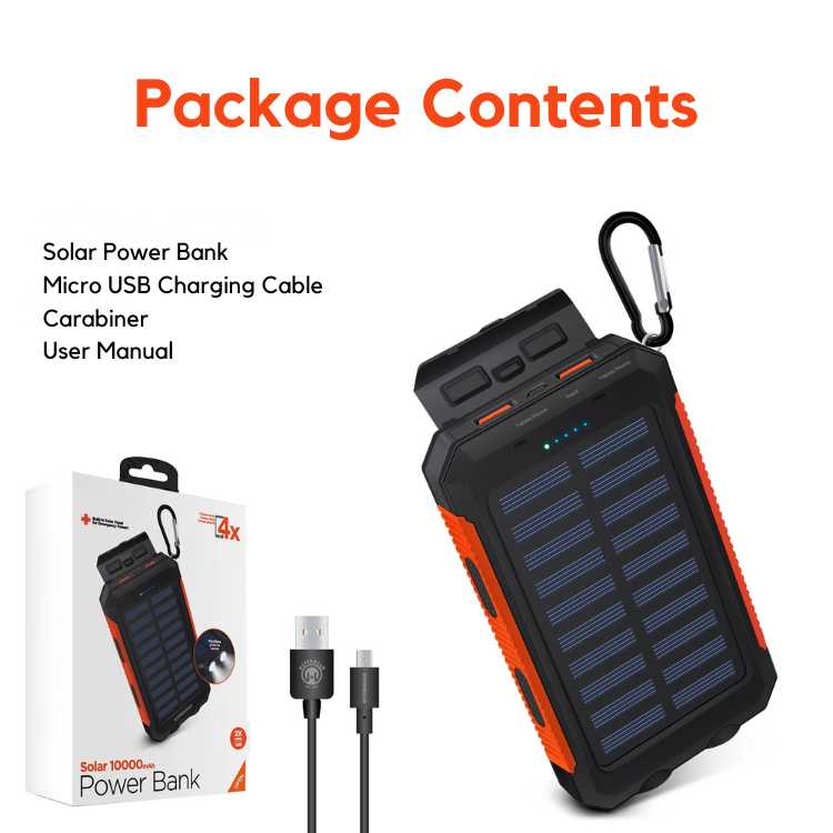 10,000mAh Waterproof Portable Solar Charger for Outdoor Use