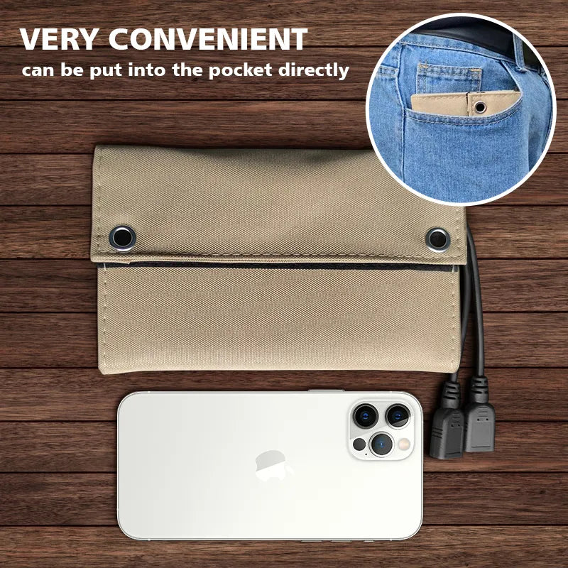 Portable Solar Battery Pack with Dual USB Ports – Waterproof for Outdoor Use