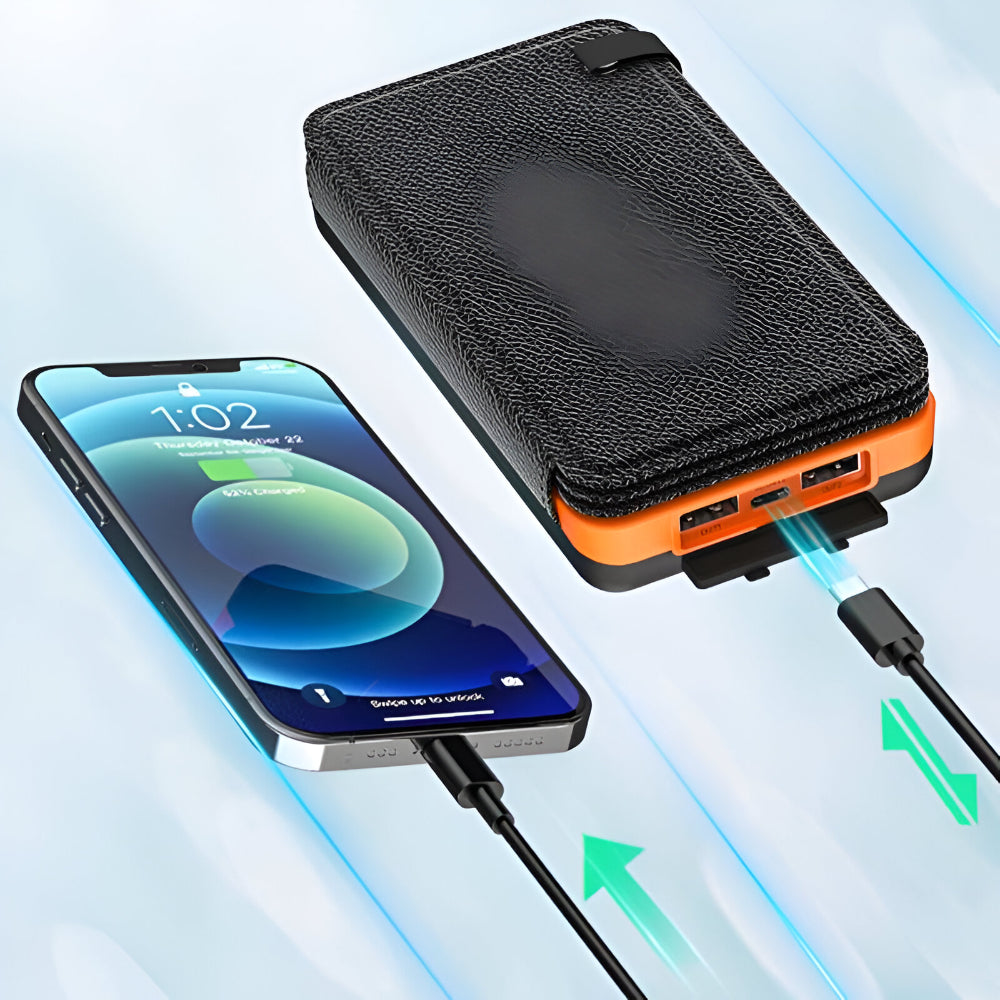 Solar Power Bank with 25000mAh Capacity, Foldable Panel & Quick Charge