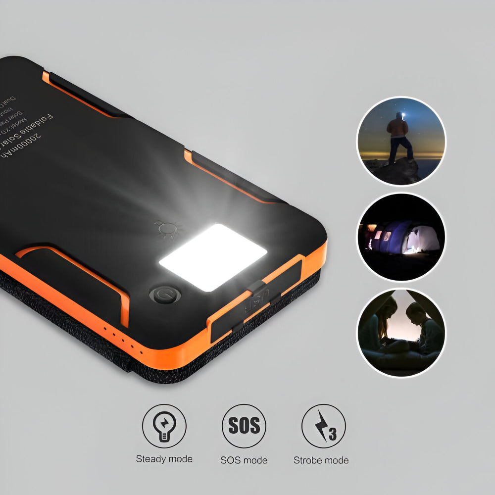 Solar Power Bank with 25000mAh Capacity, Foldable Panel & Quick Charge