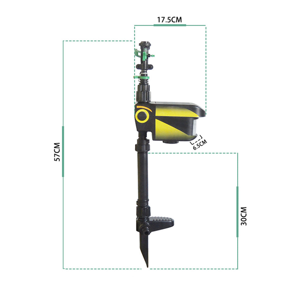 Solar-Powered Motion Sensor Sprinkler with Adjustable Coverage for Garden Animal Control