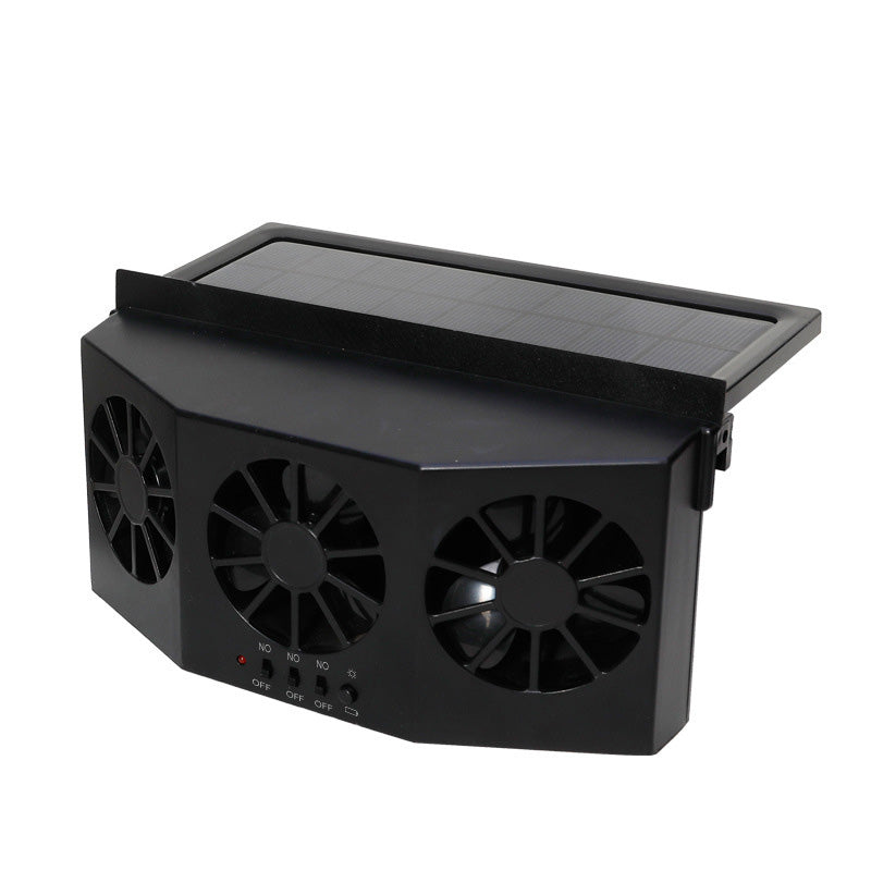 Solar Powered Vehicle Exhaust Fan with Adjustable Panel for Airflow