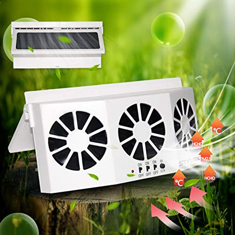 Solar Powered Vehicle Exhaust Fan with Adjustable Panel for Airflow