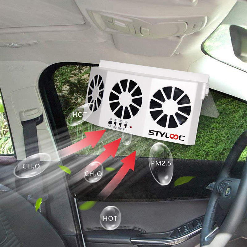 Solar Powered Vehicle Exhaust Fan with Adjustable Panel for Airflow