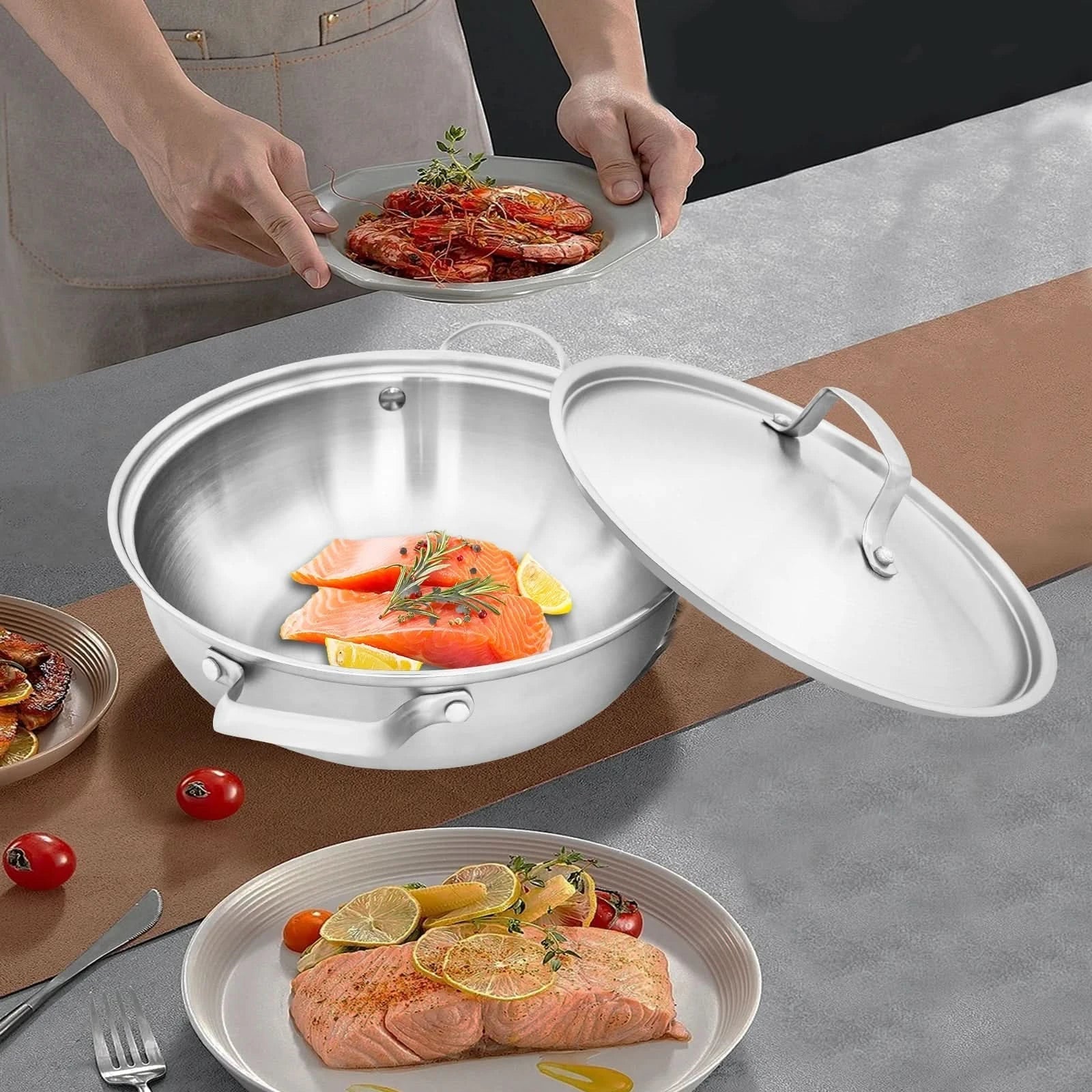 Versatile Stainless Steel Cooking Pot with Glass Lid for All Heat Sources